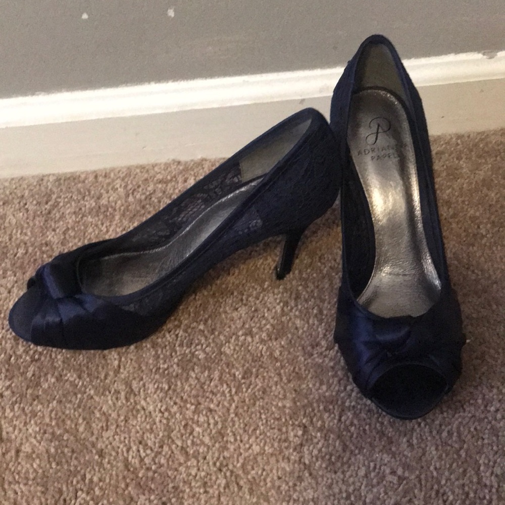 Navy lace heels
